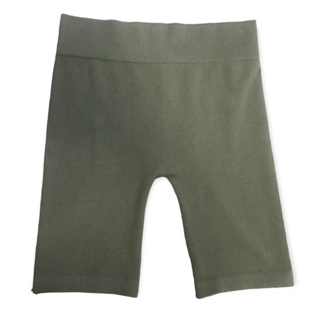 Bozzolo Olive Green Seamless Ribbed Biker Shorts